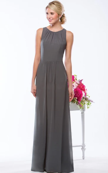 Sleeveless A-Line Floor-Length Gown With Keyhole Back