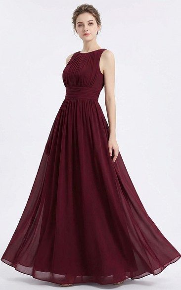 Sleeveless A-Line Chiffon Maxi with Bandage Detail