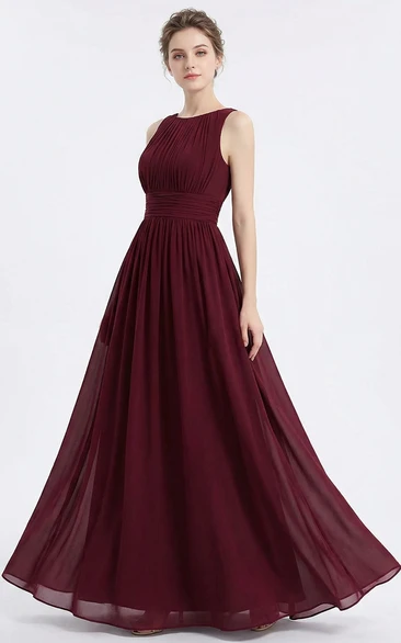 Sleeveless A-Line Chiffon Maxi with Bandage Detail