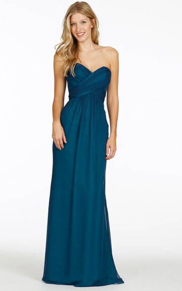 Sweetheart Maxi Criss-Cross Chiffon Bridesmaid Dress With V Back