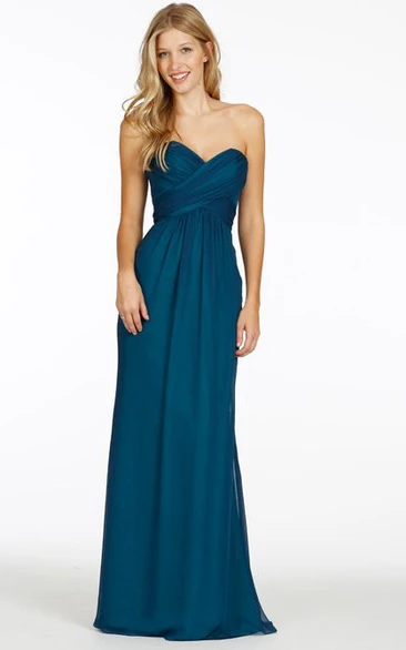 Sweetheart Maxi Criss-Cross Chiffon Bridesmaid Dress With V Back