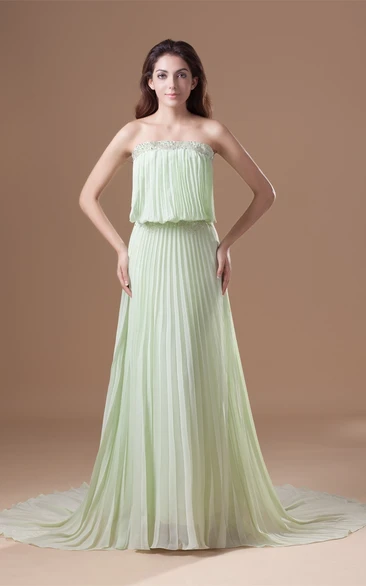 Delicate Strapless Chiffon Satin a Line Special Occasion Dresses