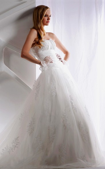 Fairy Strapless Ruched A-Line Dress With Beading and Corset Back