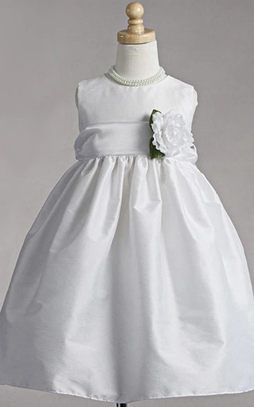 Tea-Length Sleeveless Organza Flower Girl Dress