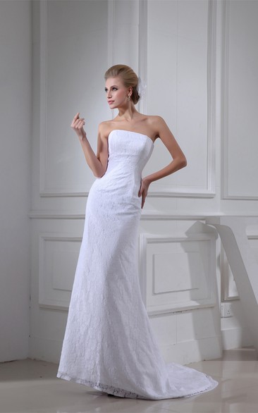 Sleeveless Floor-Length Lace Sheath Dress With Sweep Train