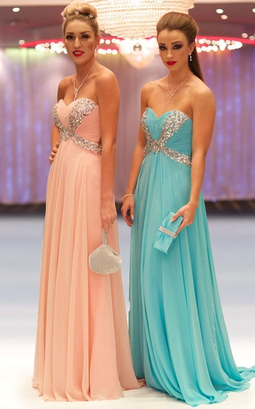 Sweetheart Sleeveless Beaded Chiffon Prom Dress