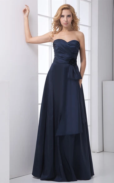 Unique Taffeta a Line Sweetheart Maxi Sleeveless Bridesmaid Dresses