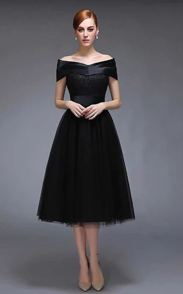 Audrey Hepburn Black Dress | Vintage 1950s Formal Cocktail Gown | Off Shoulder Evening Costume
