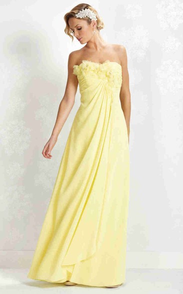 Long Sweetheart Empire Draped Ruched Chiffon Bridesmaid Dress