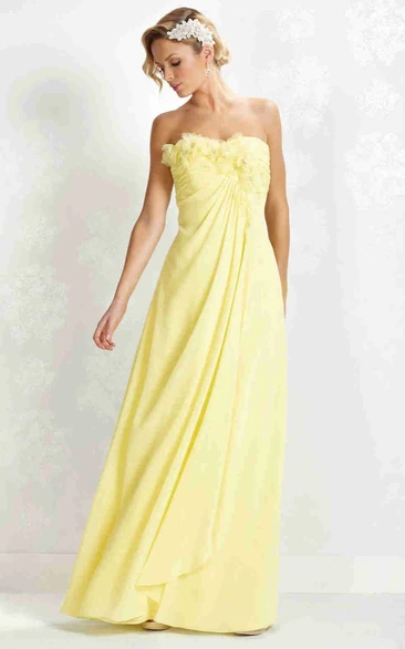 Long Sweetheart Empire Draped Ruched Chiffon Bridesmaid Dress