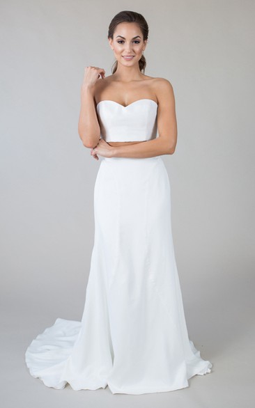 Sheath Sweetheart Chiffon Wedding Dress