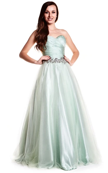 Sleeveless Criss-Cross Sweetheart Tulle Prom Dress