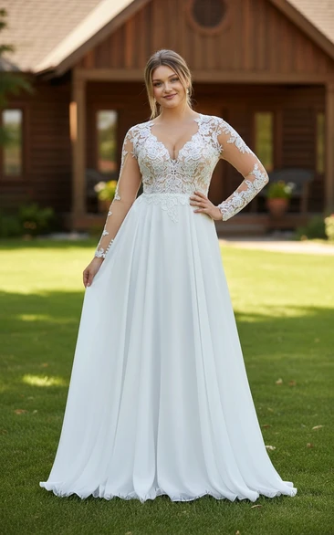 Flattering Plus Size Lace Bridal Dress
