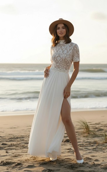 Modern Two-Piece Lace Wedding Set