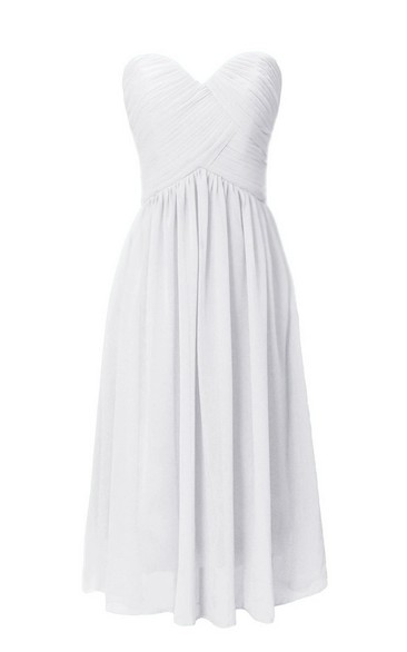 Sweetheart Asymmetrical Ruched Knee-length Chiffon Dress