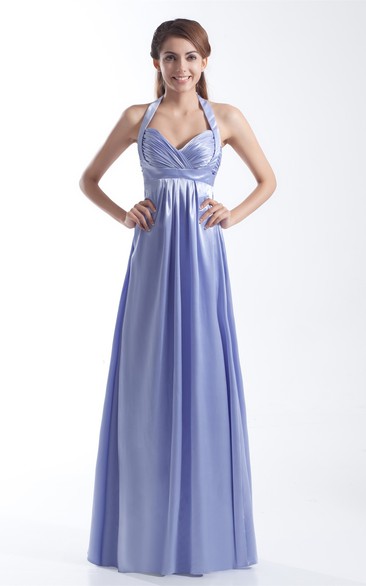 Criss-Cross Pleated Maxi Dress With Halter