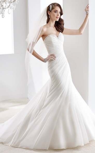 Square-Neck Long-Sleeve Mermaid Gown With Beaded Bust And Keyhole Back