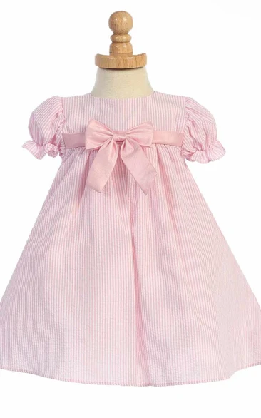 Tea-Length Cap-Sleeve Tiered Flower Girl Dress With Split