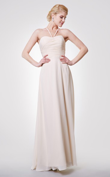 Graceful A-line Chiffon Long Dress With Ruched Waist