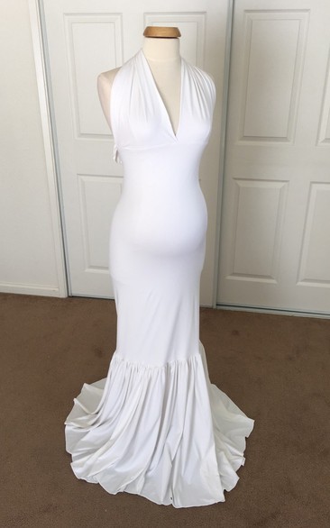 Jersey Mermaid Sleeveless V-neck Maternity Dress