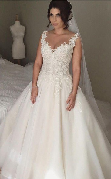 Elegant Tulle Lace Appliques Wedding Dress Styles Button Zipper Back