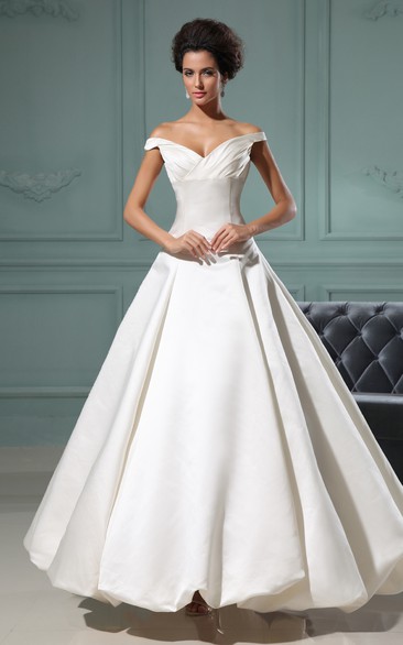 Deep V-Neck A-Line Satin Dress With Pick-Up Hem