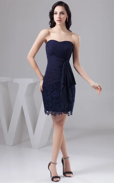 Sweetheart Short Criss-Cross Draping and Dress With Lace