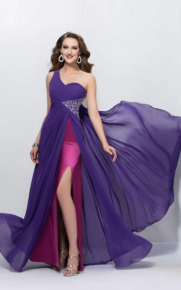 Charming A-Line One Shoulder Sequins Empire Prom Dress