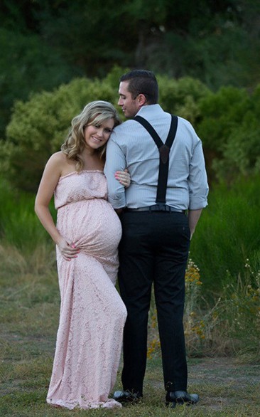 Lace A-line Sleeveless Strapless Dress