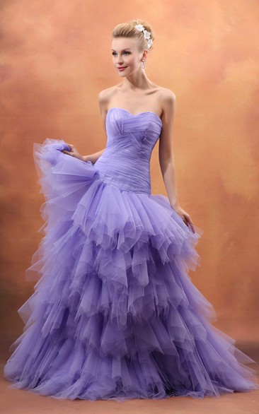 Glamorous One Shoulder Purple Tulle Prom Dress New Fashion Cloud