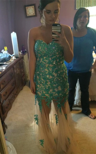 Delicate Lace Appliques Beadings Mermaid Evening Dress Plus Size