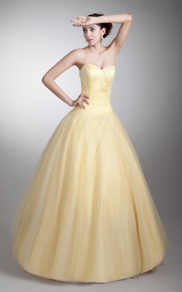 Exquisite Satin Net Maxi Sweetheart Sleeveless Special Occasion Dresses