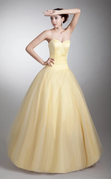 Exquisite Satin Net Maxi Sweetheart Sleeveless Special Occasion Dresses