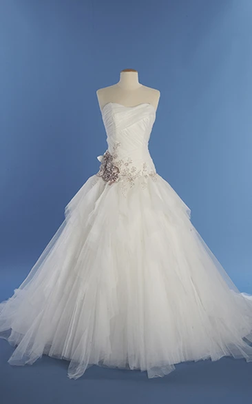Ball Gown With Crisscross Ruching And Ruffles