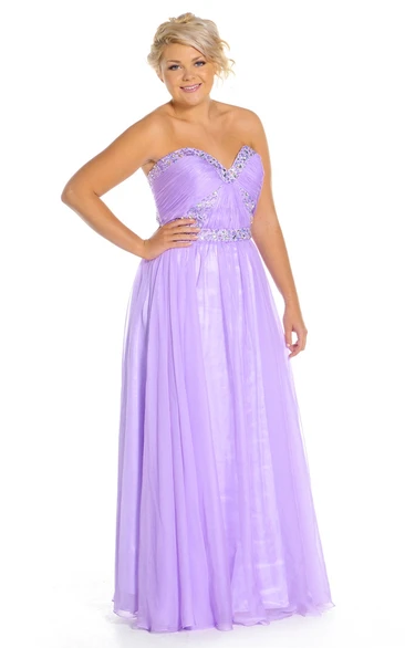 Sweetheart Sleeveless Beaded Chiffon Prom Dress