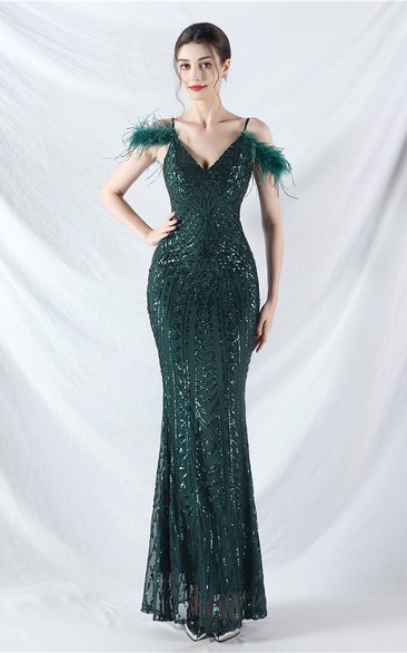 Plataz 2025 Cuffed Ostrich Hair Decoration Dress Neck Collared Diamond Dress