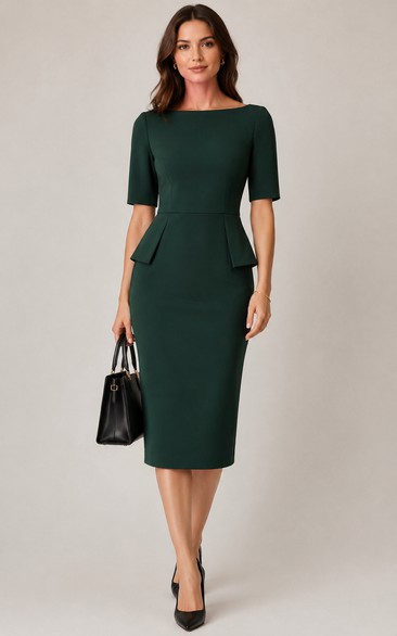Dark Green Bateau Pencil Mother of the Bride Dress