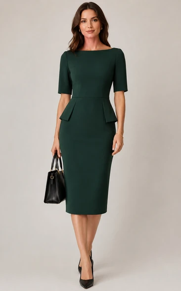 Dark Green Bateau Pencil Mother of the Bride Dress