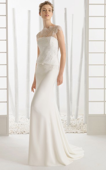 Edge Neckline Dress With Illusion Back