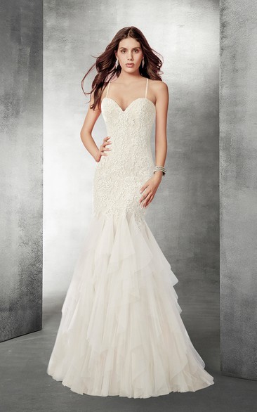 Sexy Lace And Tulle Mermaid Wedding Dress Styles With Open Back