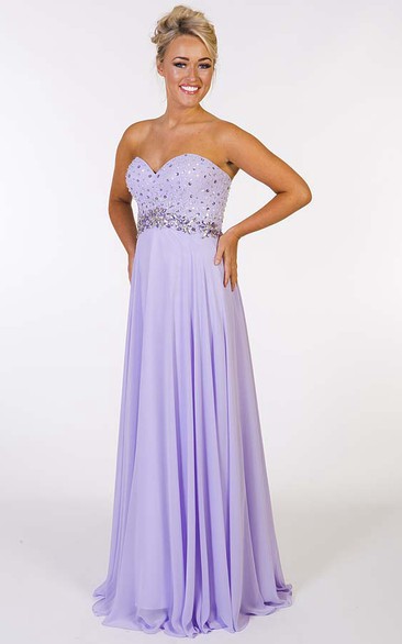 Sweetheart Beaded Sleeveless Chiffon Prom Dress