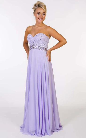 Sweetheart Beaded Sleeveless Chiffon Prom Dress