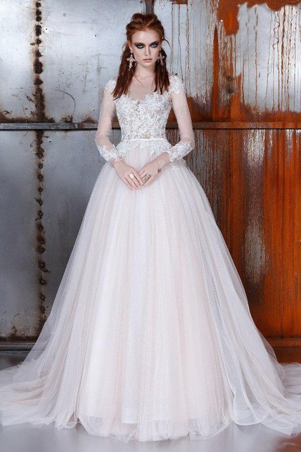 A-Line Ball Gown Bell Long Sleeve Weddig Dress | Dorris Wedding A-Line Ball Gown Bell Long Sleeve Weddig Dress | Dorris Wedding