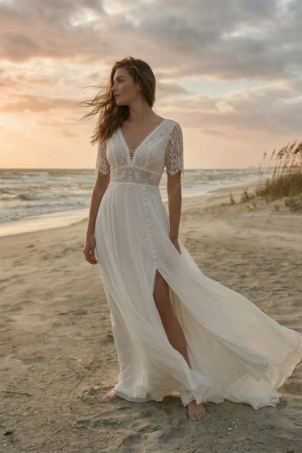 sachin and babi light blue dress Casual Beach Wedding Dresses