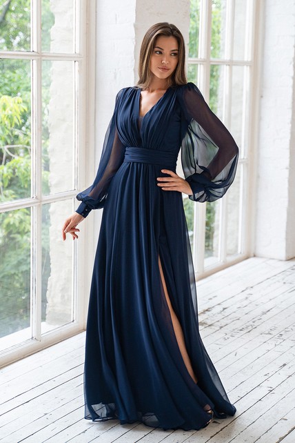 ◆Since Then◆ Luster V-neck long dress Luster V-Neck Long Dress | Elegant Occasionwear | Sincethen