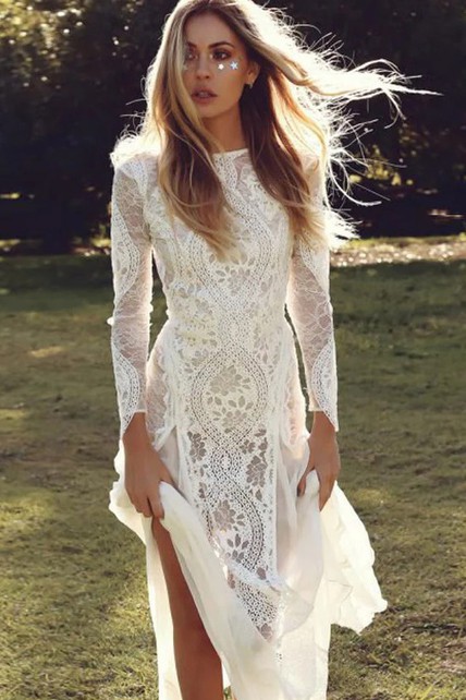 black long sleeve dress wedding Black Wedding Dress Off the Shoulder Long Sleeves with Slit Ivory / 16