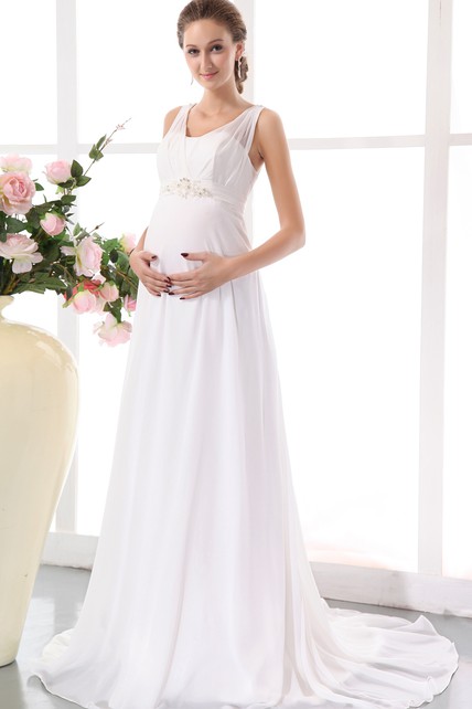 Chiffon Empire Maternity Dress With Belted Waistband Dorris Wedding 5012