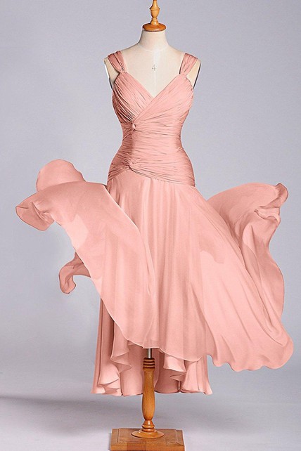 Impressive A-line Chiffon Dress with Ruched Bodice | Dorris Wedding