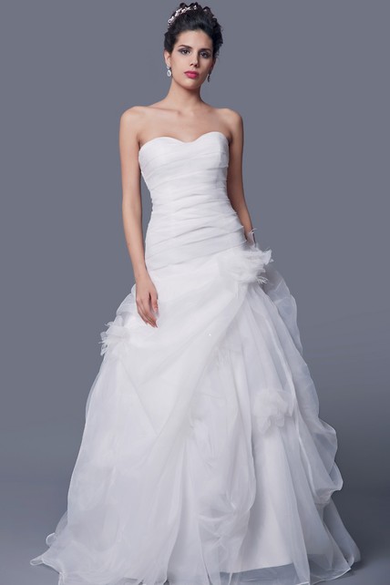 ruched organza wedding dress Exquisite Ruched Organza Wedding Gown With Pick-up Ruffles
