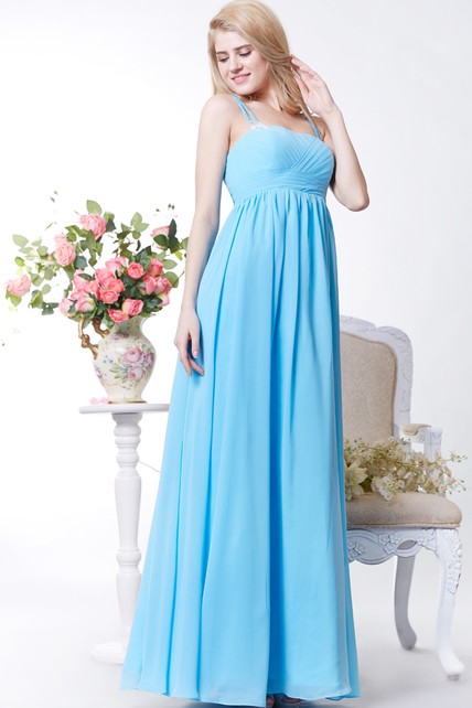 Empire Spaghetti Straps Chiffon A-line Gown | Dorris Wedding Empire Spaghetti Straps Chiffon A-line Gown | Dorris Wedding